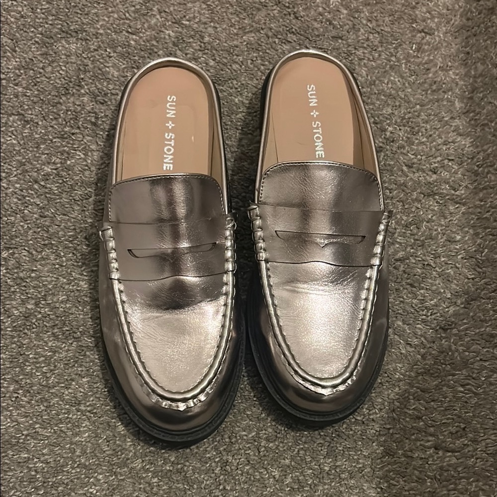Sun + Stone women's Silver Loafers